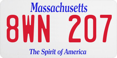 MA license plate 8WN207
