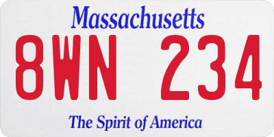 MA license plate 8WN234