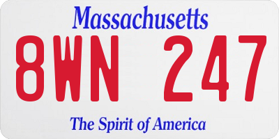 MA license plate 8WN247