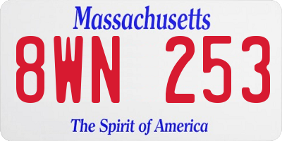 MA license plate 8WN253