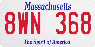 MA license plate 8WN368