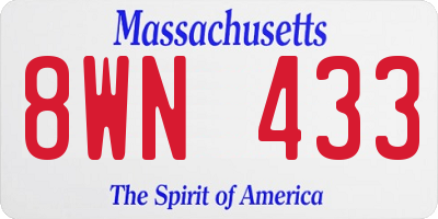 MA license plate 8WN433