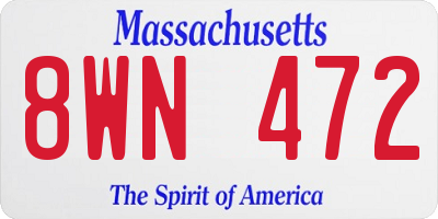 MA license plate 8WN472
