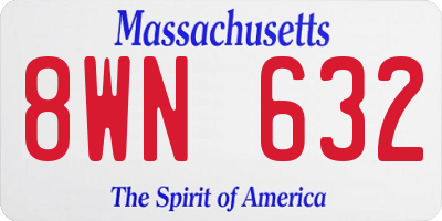MA license plate 8WN632