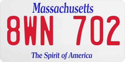 MA license plate 8WN702