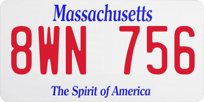 MA license plate 8WN756