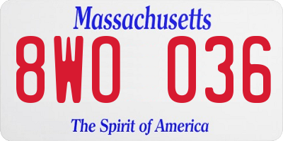 MA license plate 8WO036