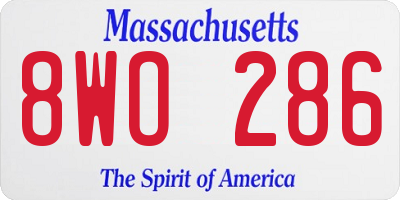 MA license plate 8WO286