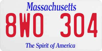 MA license plate 8WO304