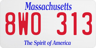 MA license plate 8WO313