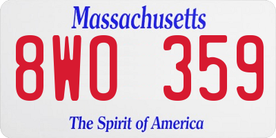 MA license plate 8WO359