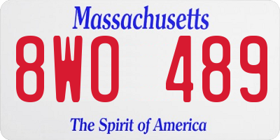MA license plate 8WO489