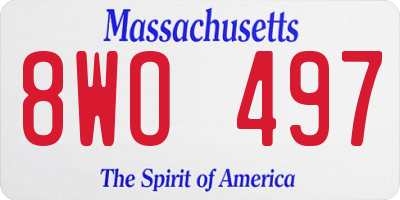 MA license plate 8WO497