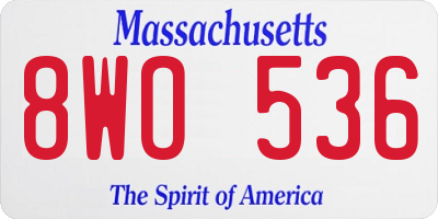 MA license plate 8WO536
