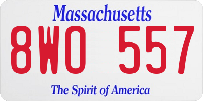 MA license plate 8WO557
