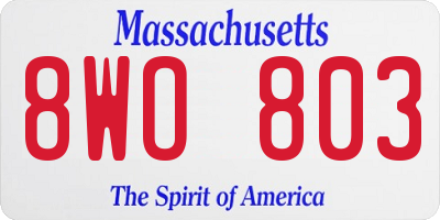 MA license plate 8WO803