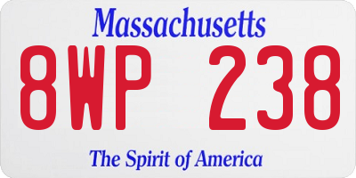 MA license plate 8WP238