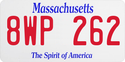 MA license plate 8WP262