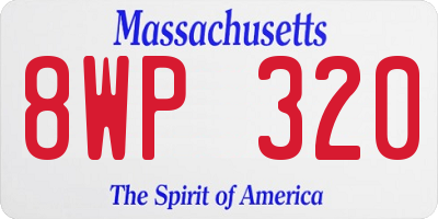 MA license plate 8WP320