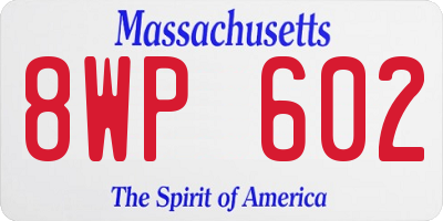 MA license plate 8WP602