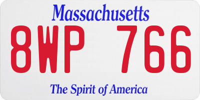 MA license plate 8WP766