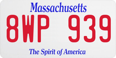 MA license plate 8WP939