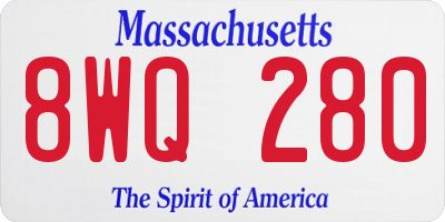 MA license plate 8WQ280