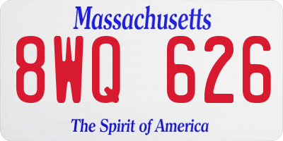 MA license plate 8WQ626