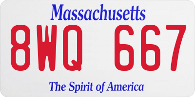 MA license plate 8WQ667