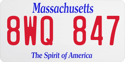 MA license plate 8WQ847