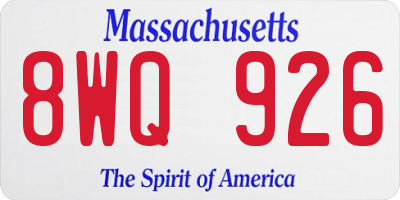 MA license plate 8WQ926