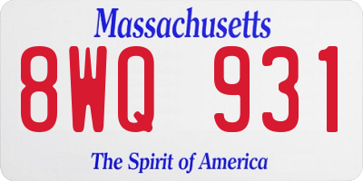MA license plate 8WQ931