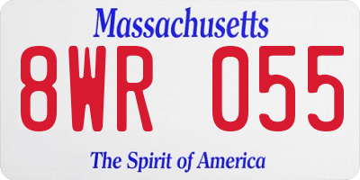 MA license plate 8WR055