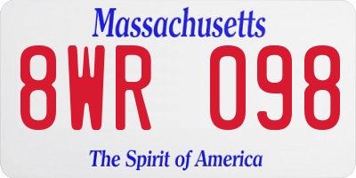 MA license plate 8WR098