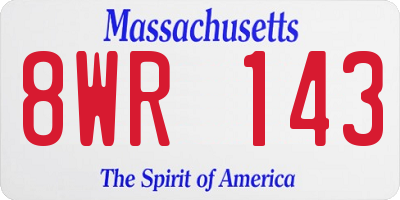 MA license plate 8WR143
