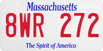 MA license plate 8WR272
