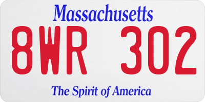 MA license plate 8WR302