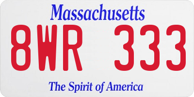MA license plate 8WR333