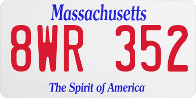 MA license plate 8WR352