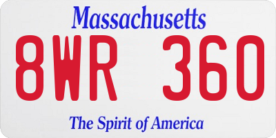 MA license plate 8WR360
