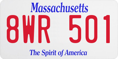 MA license plate 8WR501