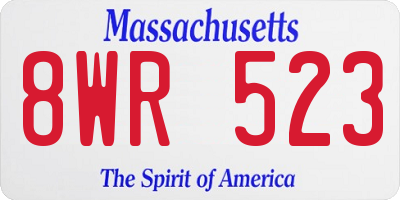 MA license plate 8WR523