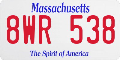 MA license plate 8WR538