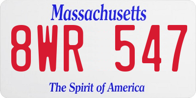 MA license plate 8WR547