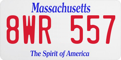 MA license plate 8WR557