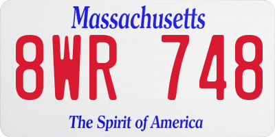 MA license plate 8WR748