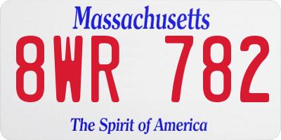 MA license plate 8WR782