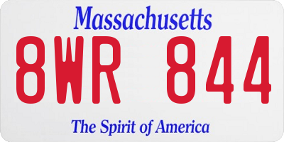 MA license plate 8WR844