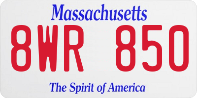 MA license plate 8WR850