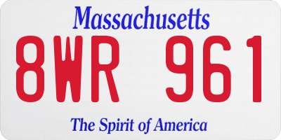 MA license plate 8WR961
